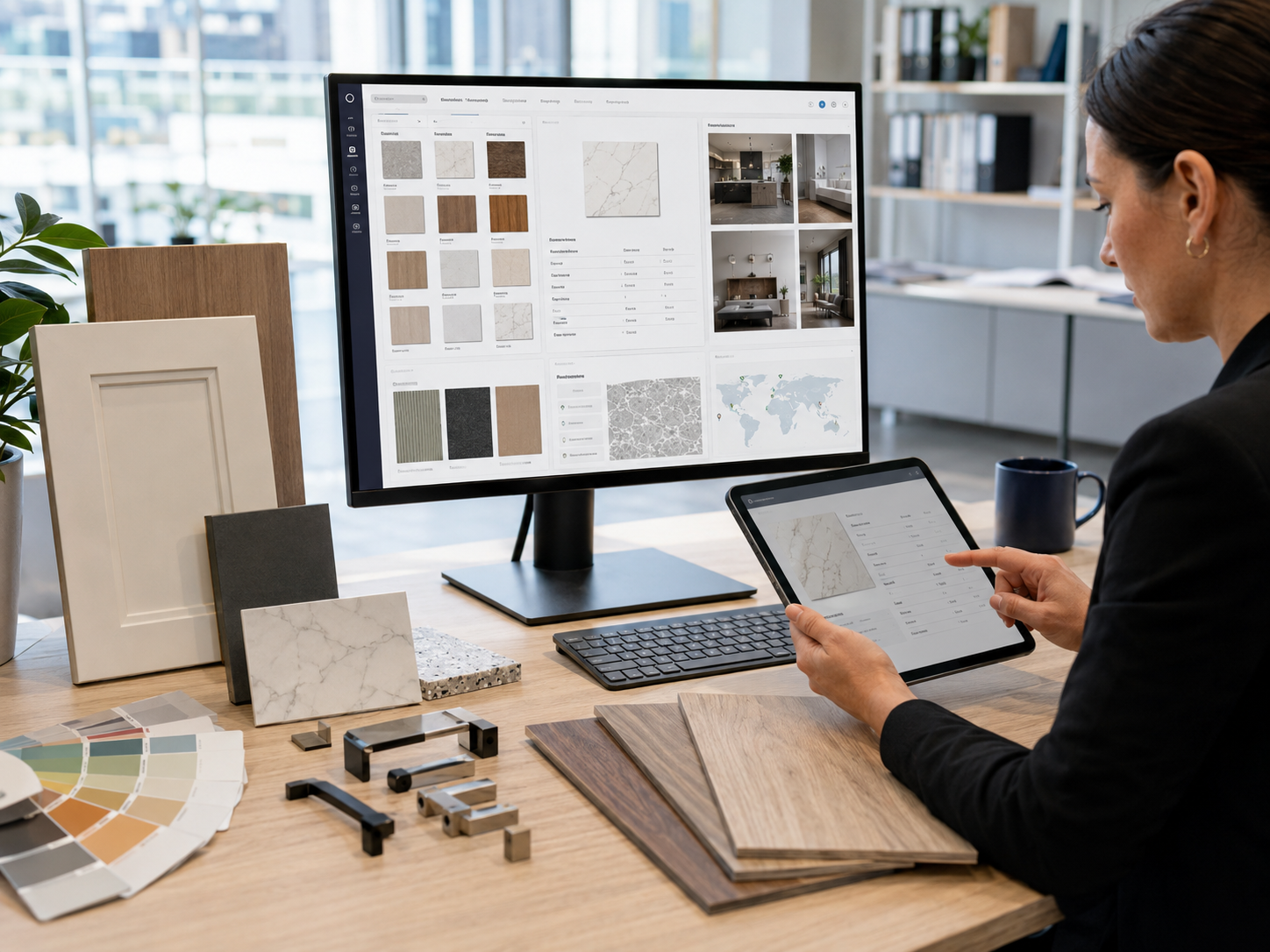 Browsing building materials digital catalogue — comparing product options and specifications