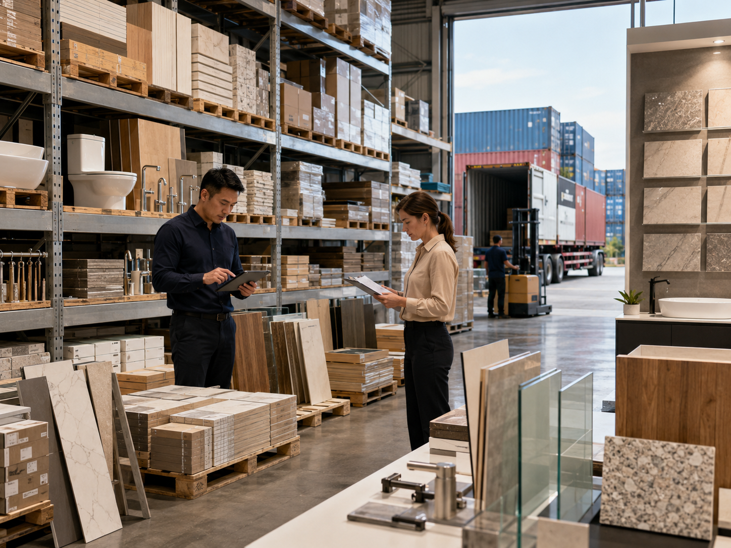 Building supply warehouse — in-stock materials and logistics